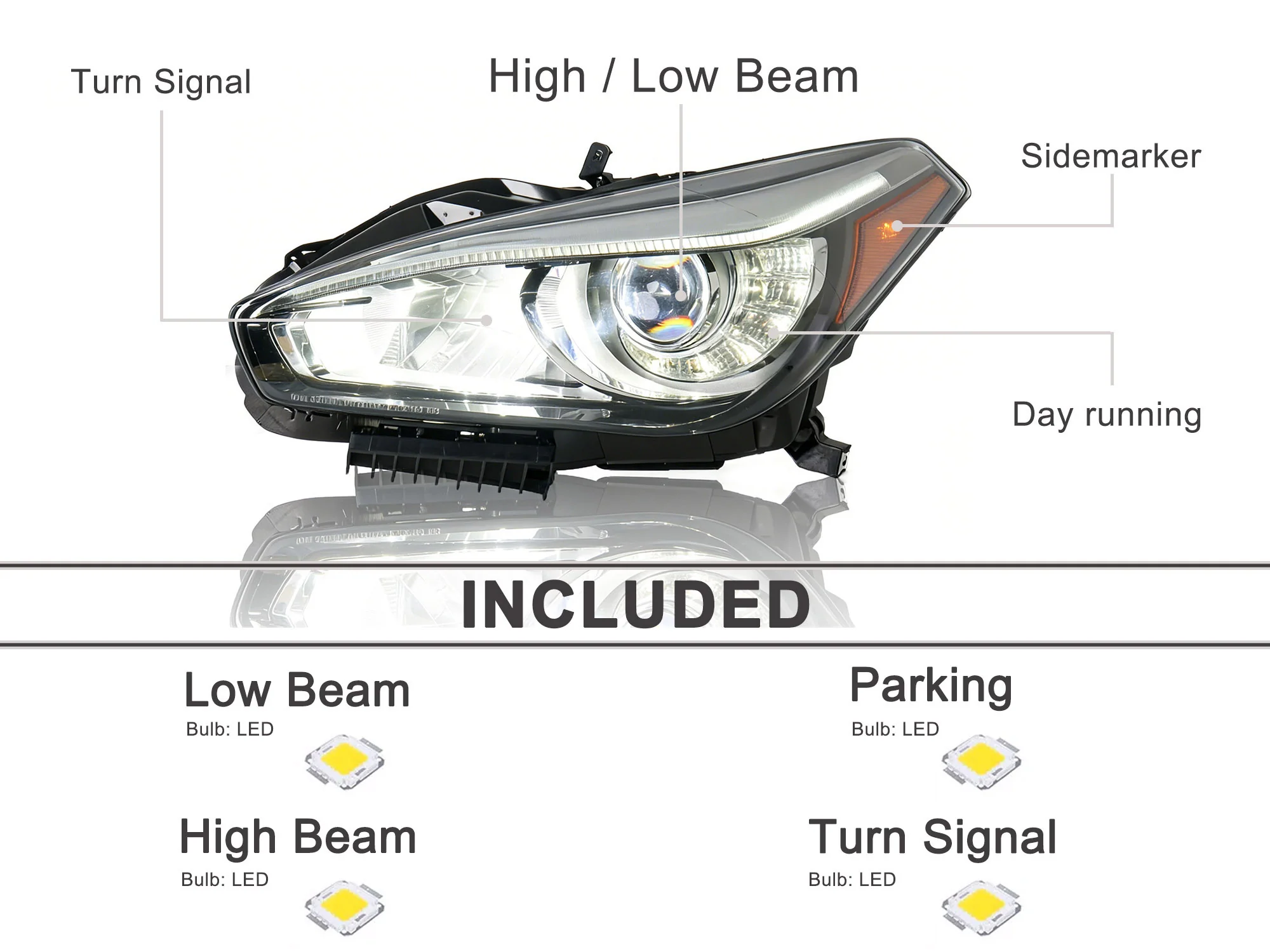 Left Driver Side LED Headlamp Headlight Assembly For Infiniti Q70 2015-2019 NON AFS - Image 9