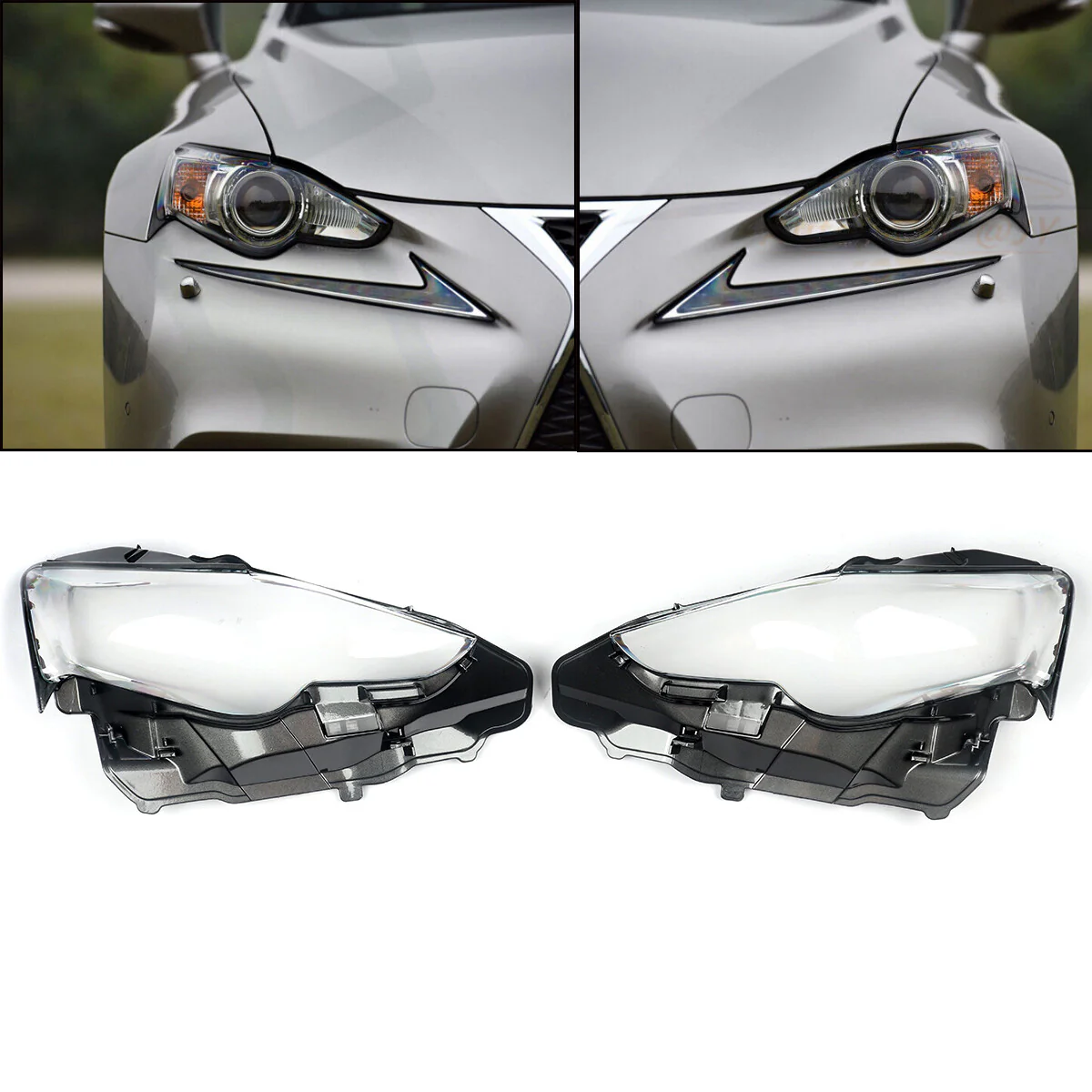 Clear Headlight Lens Covers Pair Left & Right for 2013–2016 Lexus IS250 IS300 IS350
