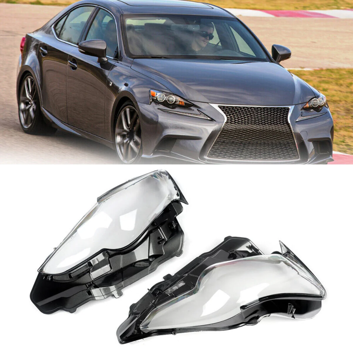 Clear Headlight Lens Covers Pair Left & Right for 2013–2016 Lexus IS250 IS300 IS350 - Image 2