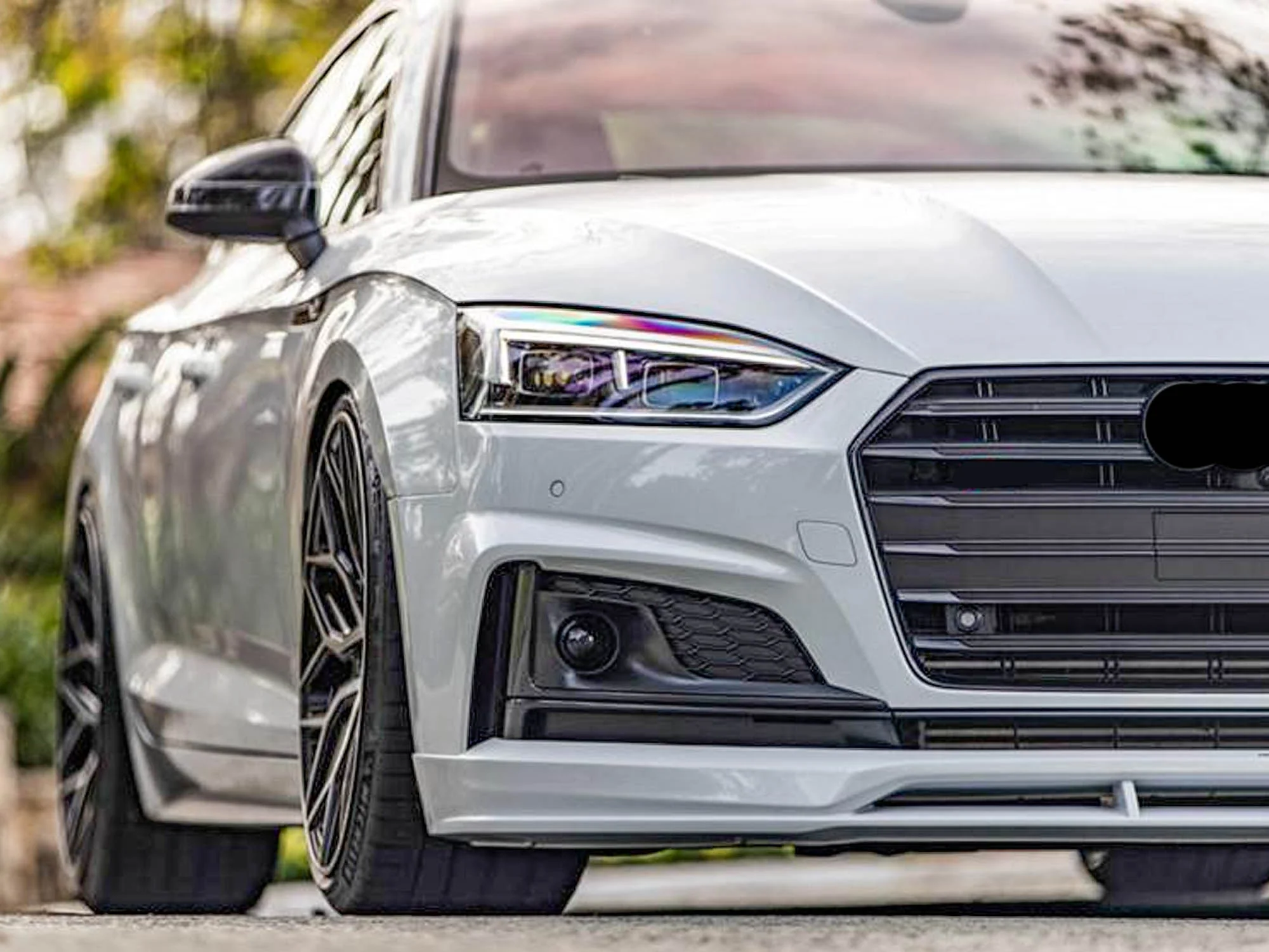 Black+Chrome Fog Light Grille Cover for Audi S5 / A5 S-Line 2018-2019 Left+Right - Image 2