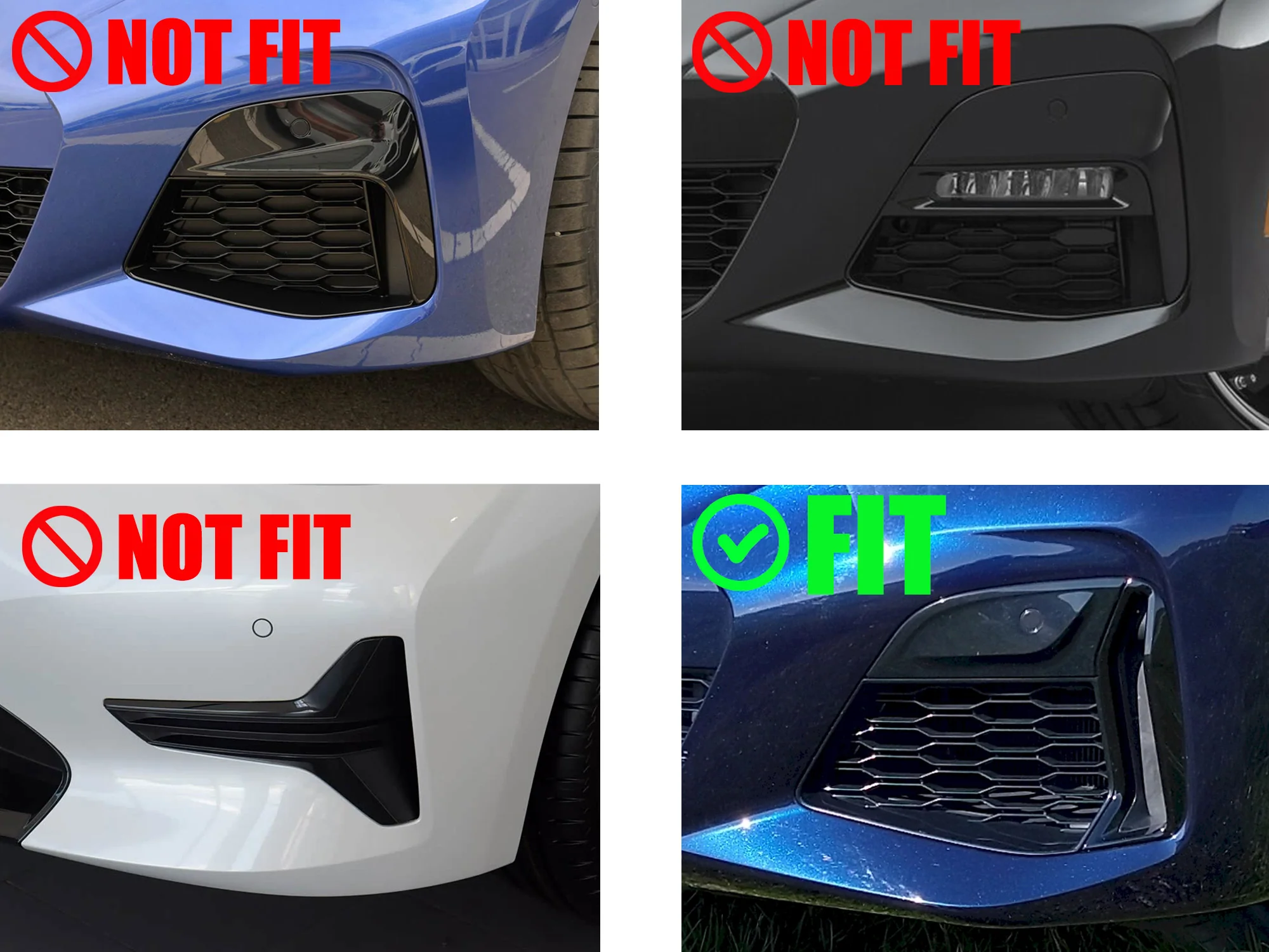 Left & Right Front Bumper Fog Light Grille Cover For BMW M340i G20 3 Series 2020–2022 - Image 3