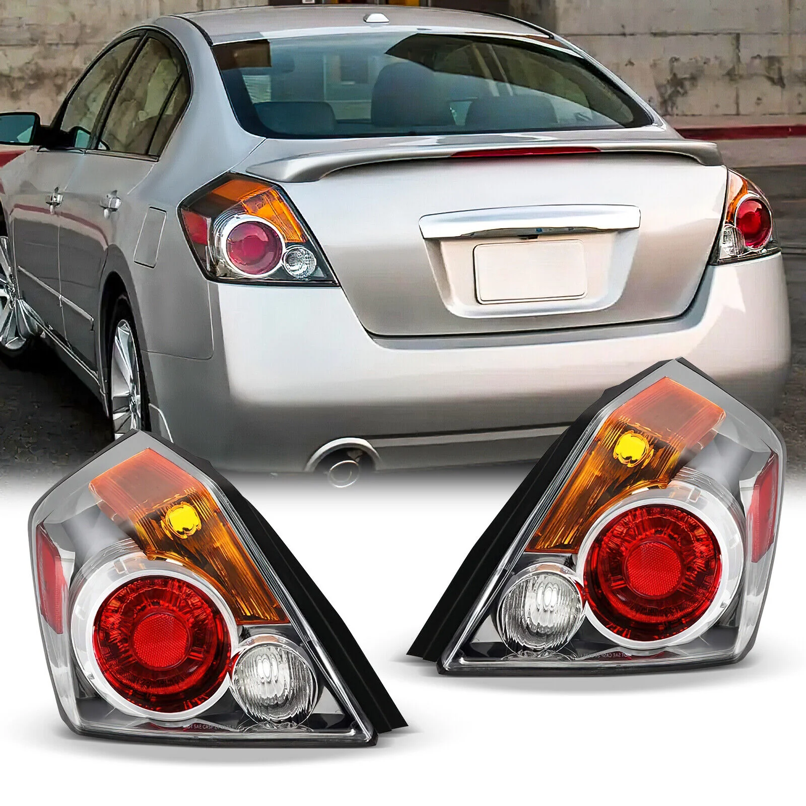 Left+Right For 2007-2012 Nissan Altima Rear Lamp Tail Lights Assembly Pentagonal Eyes Rear Lamp No Bulb