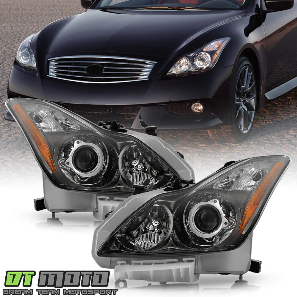 Left+Right For 2008-2015 Infiniti G37/Q60 Coupe|Convertible Black Projector Headlights w/o Bulbs - Image 2