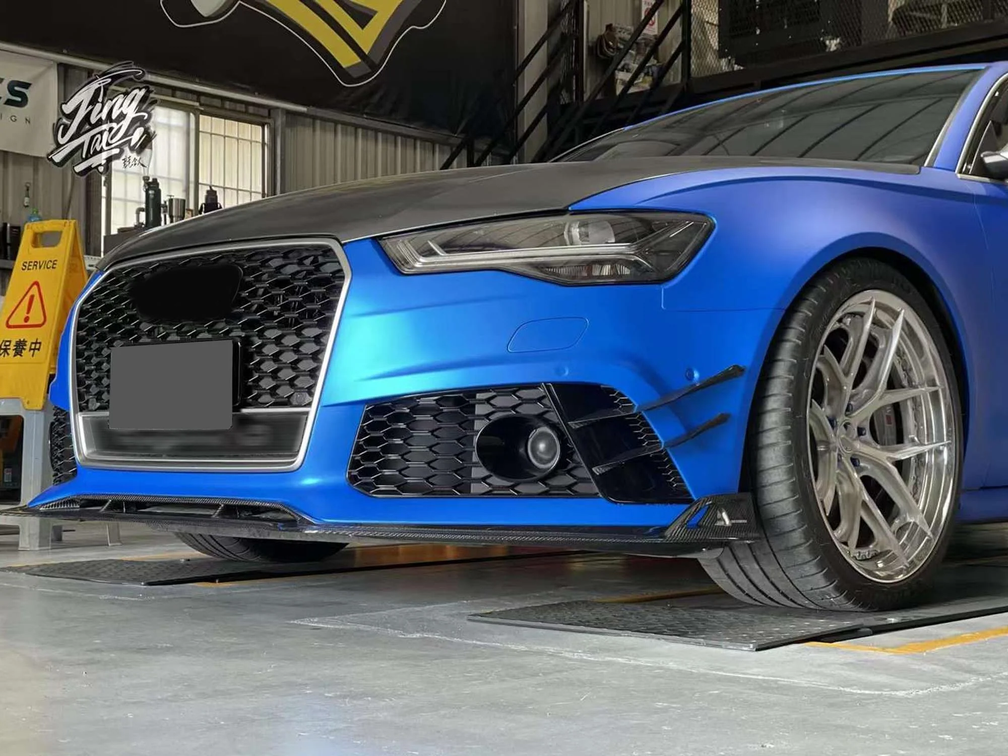 Left+Right Side Bumper Fog Light Lamps Frame Grille Cover For Audi RS6 2014-2018 - Image 4