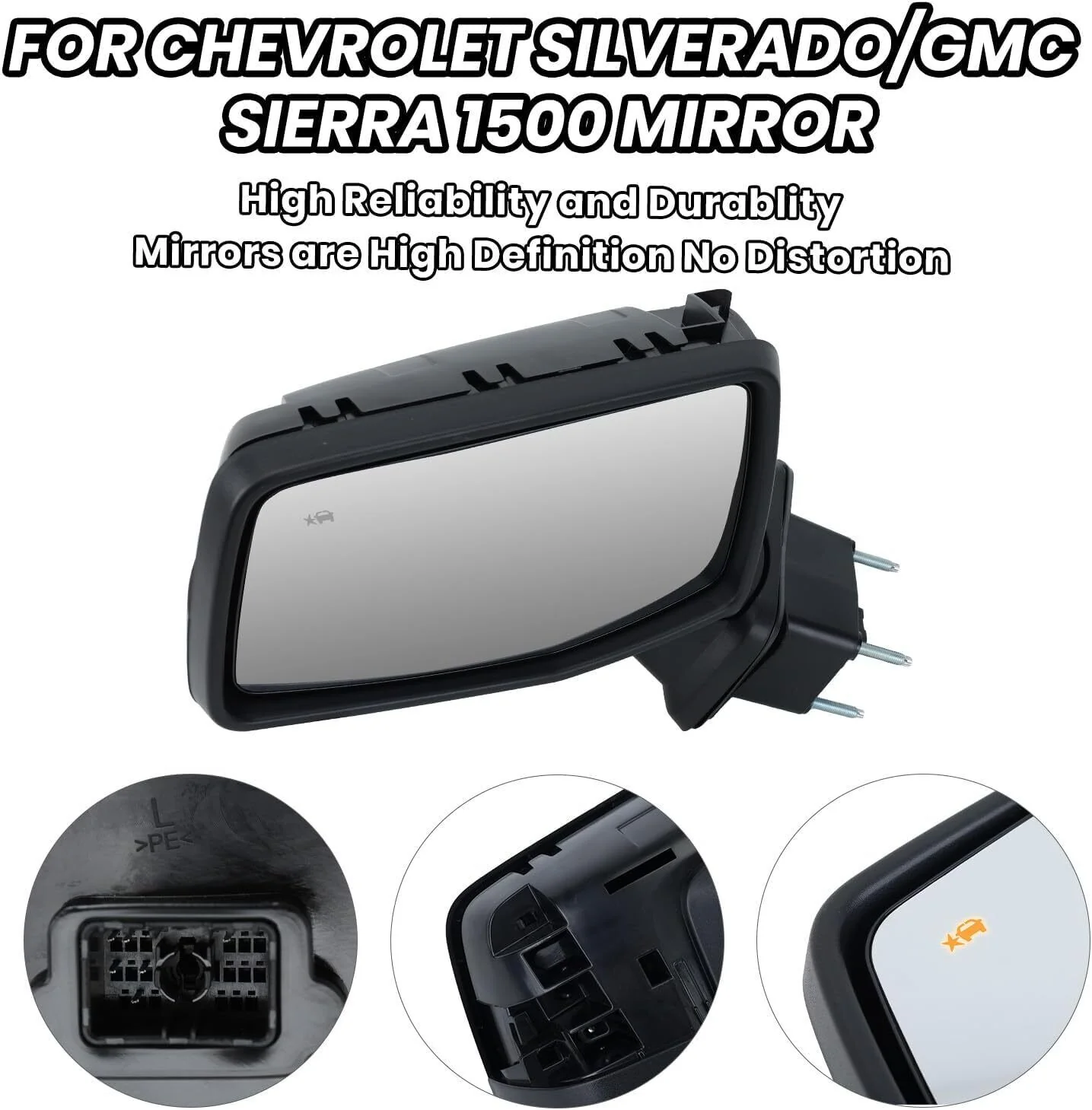 Left+Right Side Mirror Black For GMC Sierra 1500 Silverado 2019-2024 BSM Heated Blind Spot - Image 11