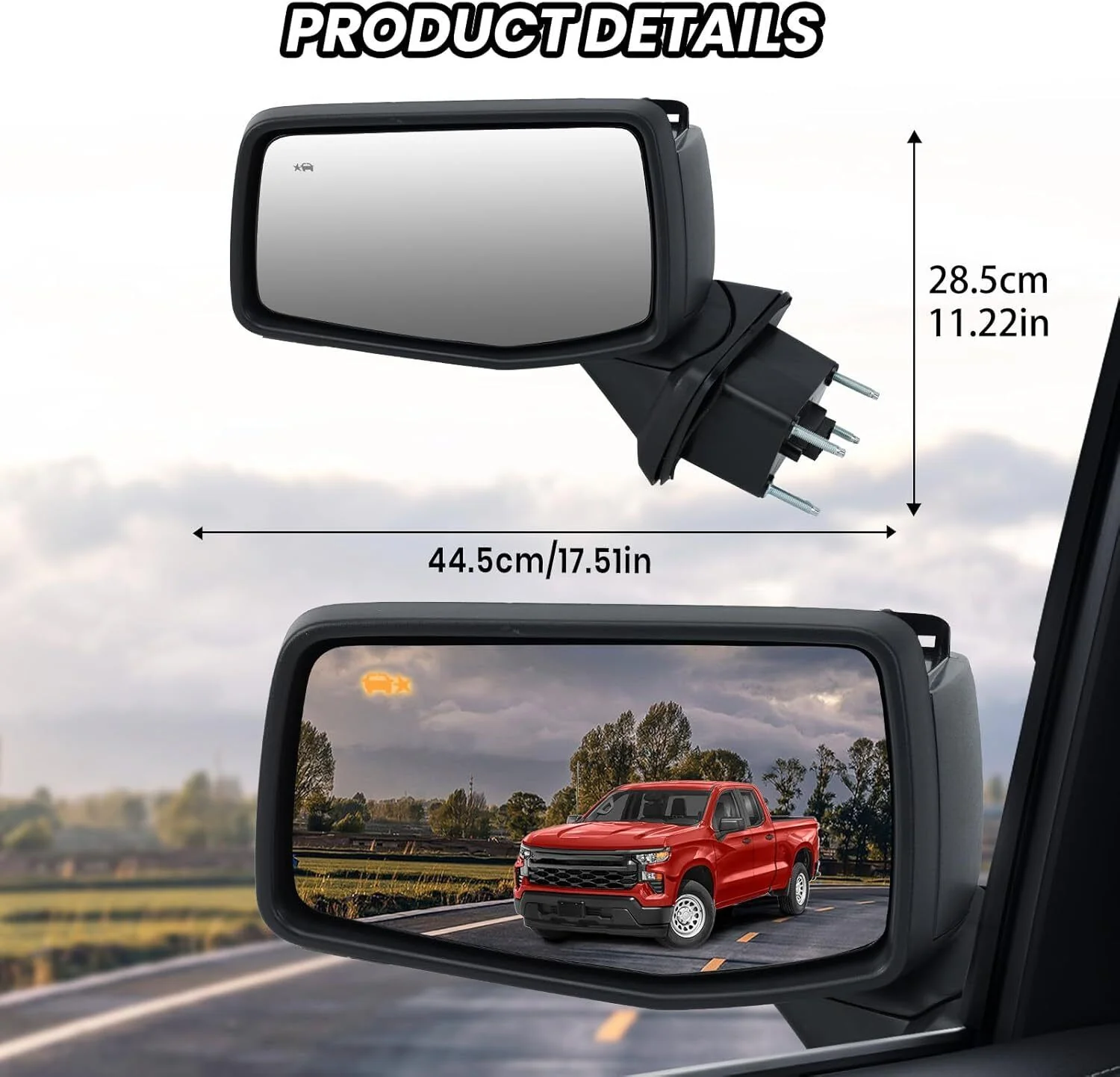 Left+Right Side Mirror Black For GMC Sierra 1500 Silverado 2019-2024 BSM Heated Blind Spot - Image 13