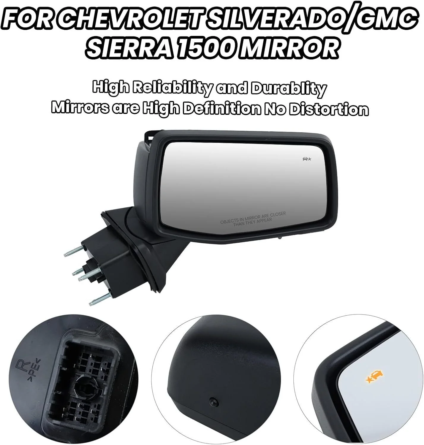 Left+Right Side Mirror Black For GMC Sierra 1500 Silverado 2019-2024 BSM Heated Blind Spot - Image 16