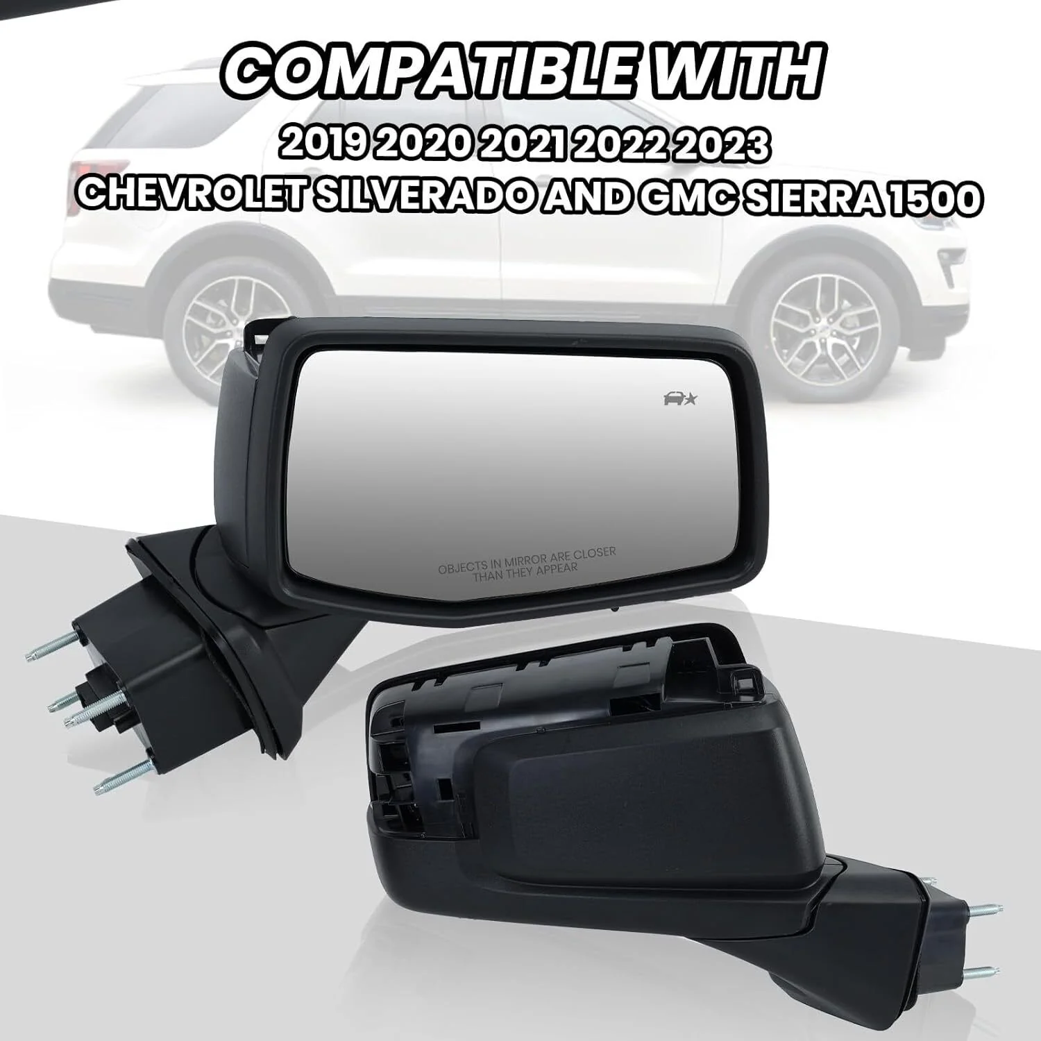 Left+Right Side Mirror Black For GMC Sierra 1500 Silverado 2019-2024 BSM Heated Blind Spot - Image 17