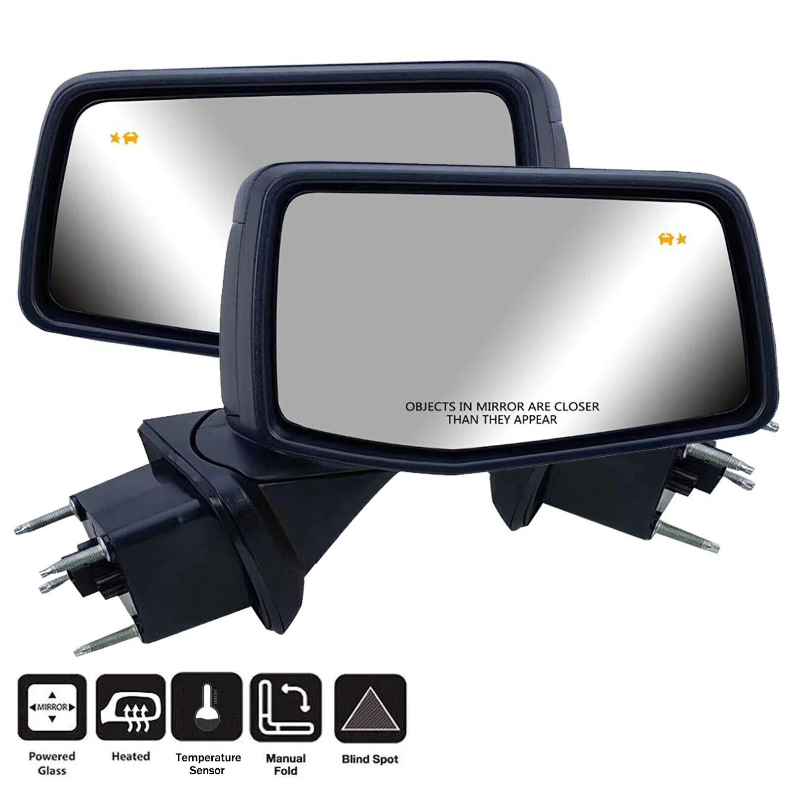 Left+Right Side Mirror Black For GMC Sierra 1500 Silverado 2019-2024 BSM Heated Blind Spot - Image 2
