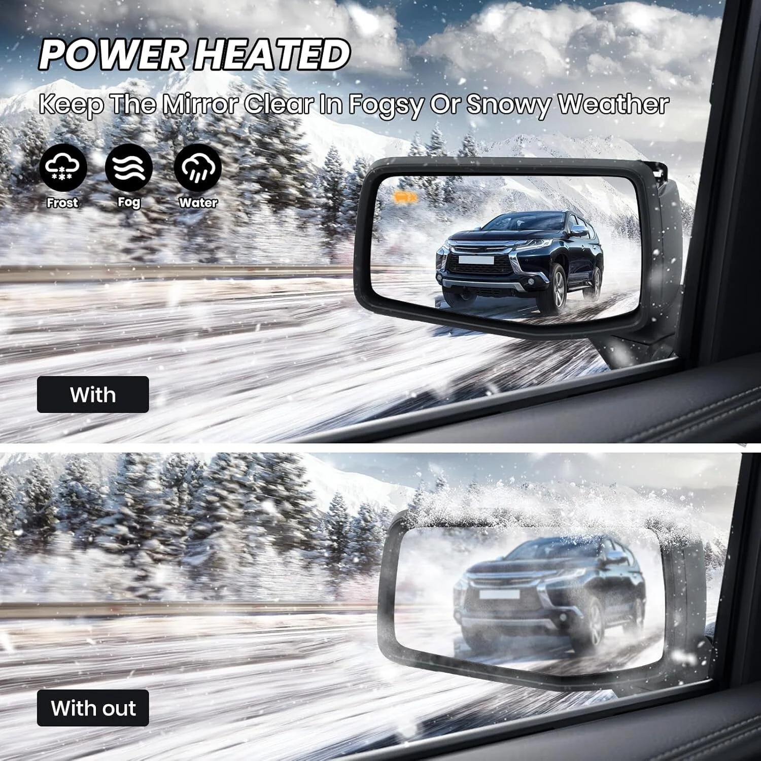 Left+Right Side Mirror Black For GMC Sierra 1500 Silverado 2019-2024 BSM Heated Blind Spot - Image 5