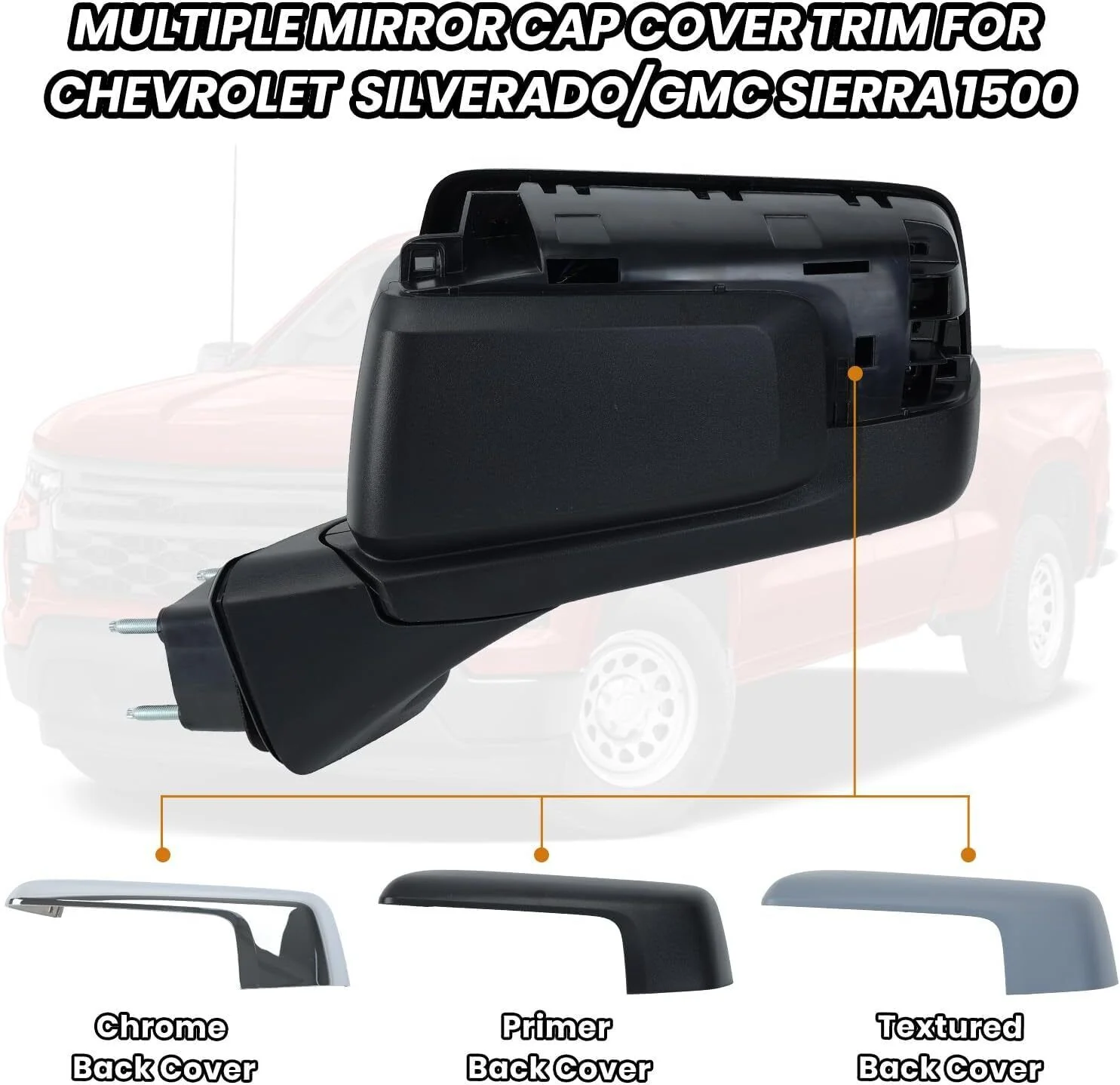 Left+Right Side Mirror Black For GMC Sierra 1500 Silverado 2019-2024 BSM Heated Blind Spot - Image 8