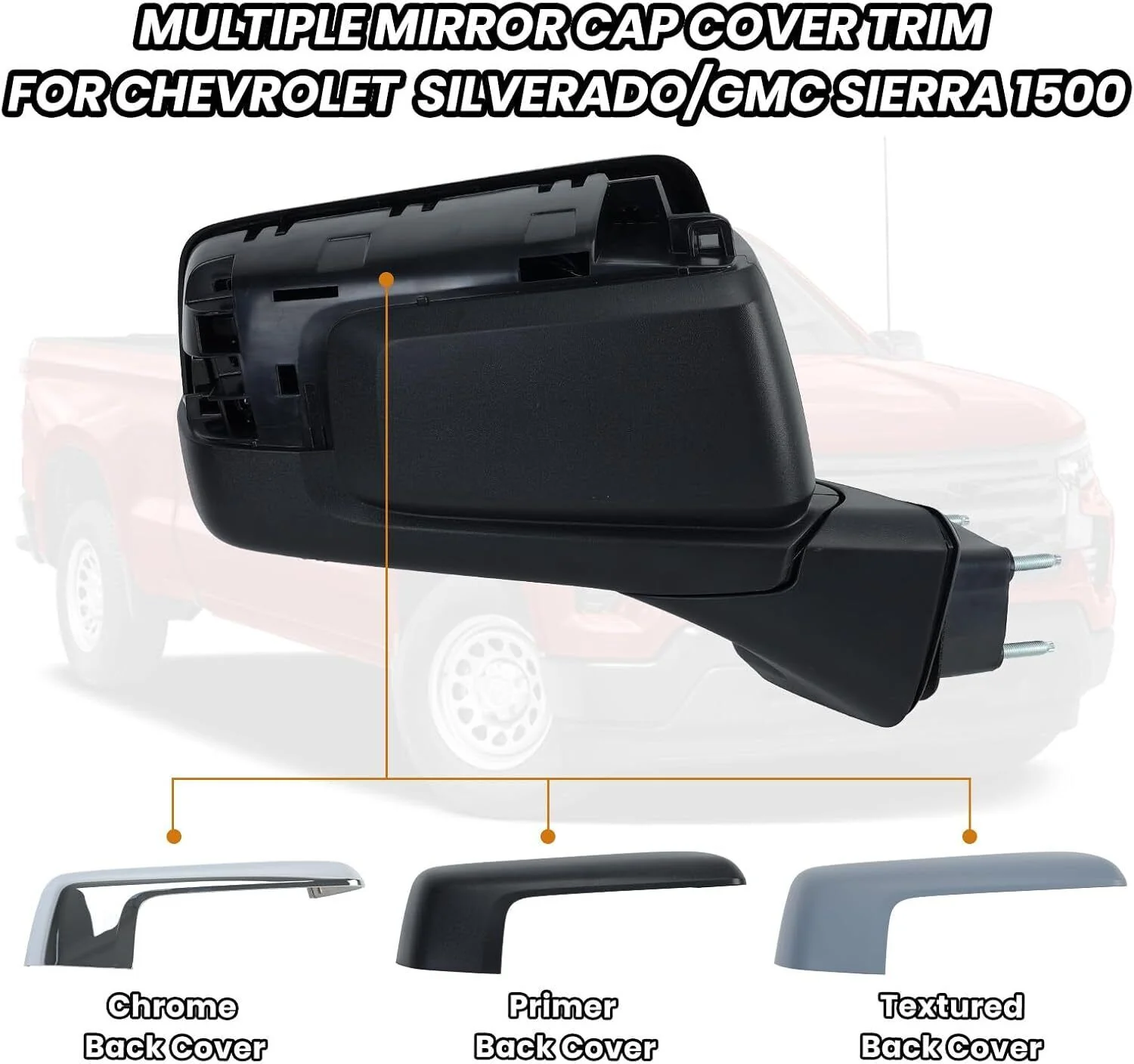 Left+Right Side Mirror Black For GMC Sierra 1500 Silverado 2019-2024 BSM Heated Blind Spot - Image 9