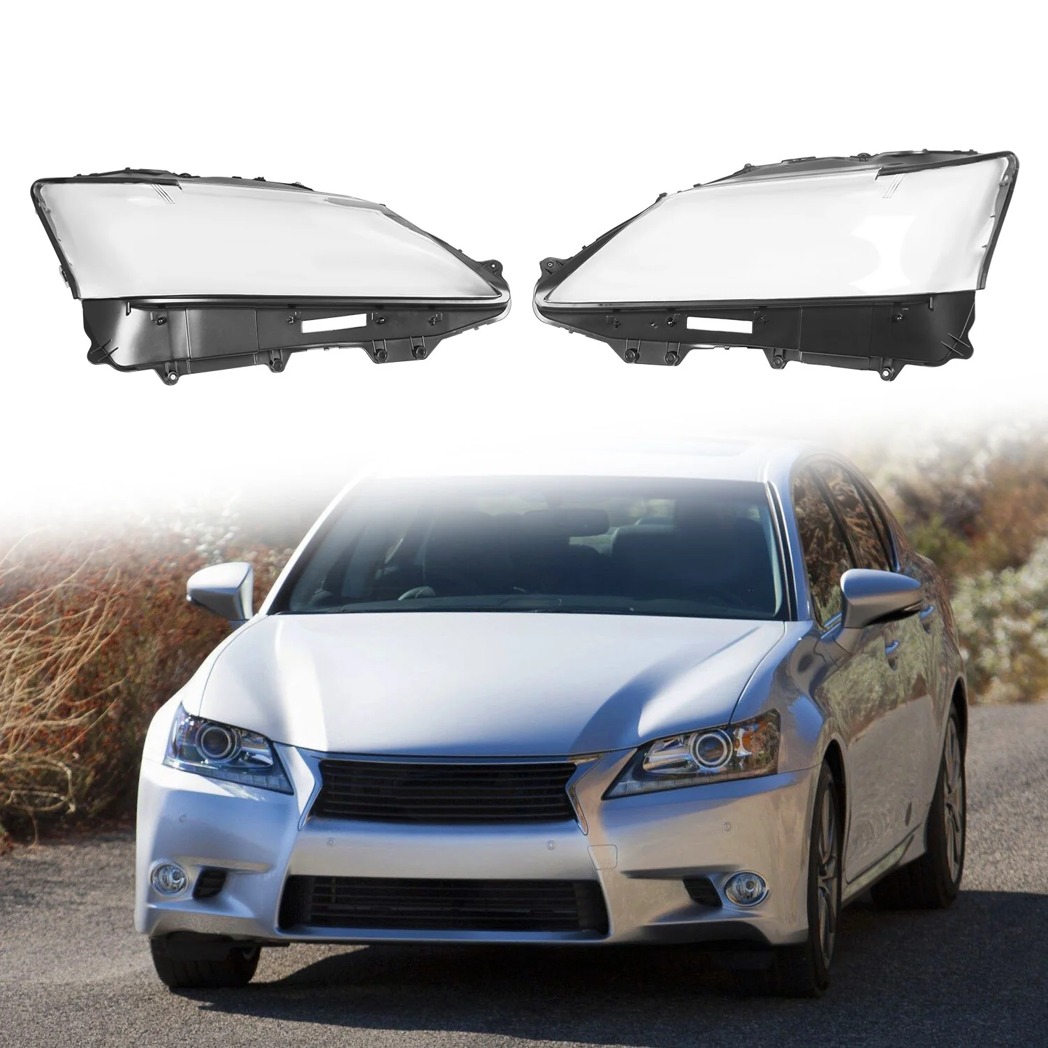 LH & RH Headlight Lens Cover Pair for Lexus GS350 GS450h 2013 2014 2015