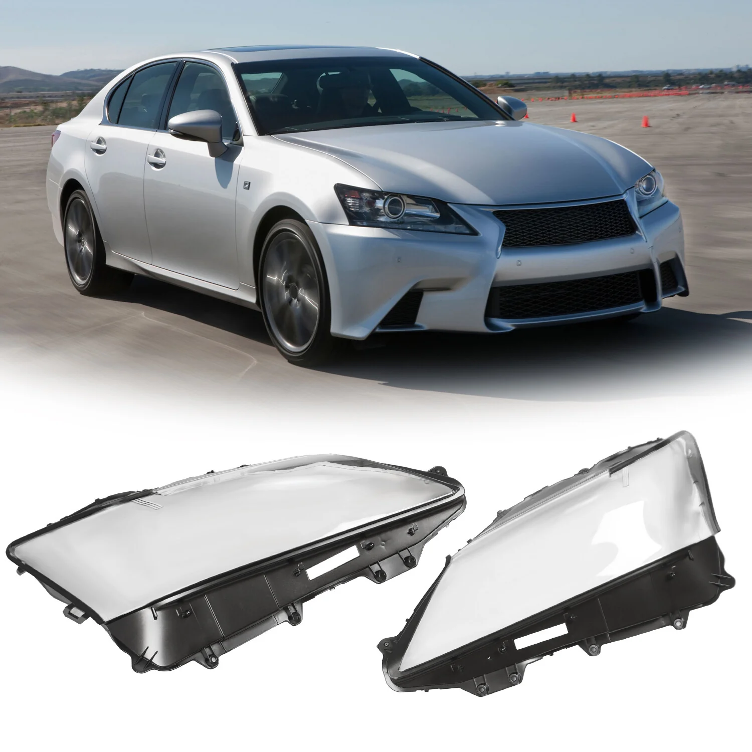 LH & RH Headlight Lens Cover Pair for Lexus GS350 GS450h 2013 2014 2015 - Image 3