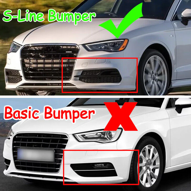 2x Front Fog Light Grill Bezel Cover For Audi A3 S-Line S3 8V 2014-2016 - Image 3