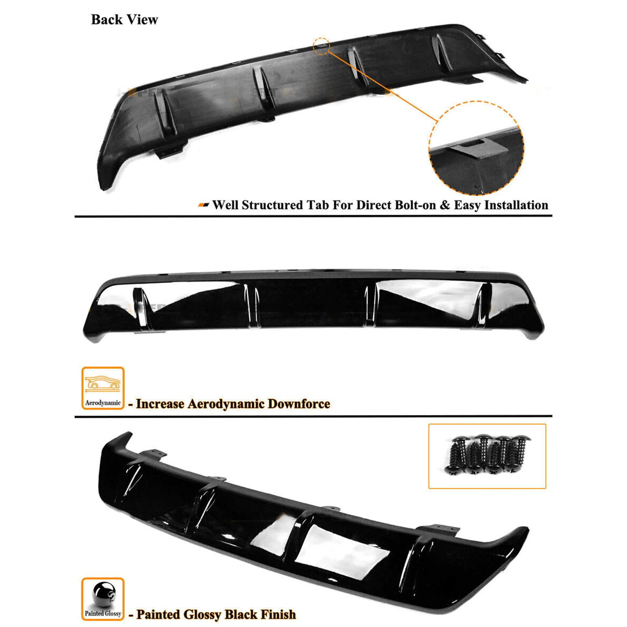 For 2020-2023 BMW X6 G06 M Sport MP Style Gloss Black Rear Bumper Diffuser Valance - Image 3
