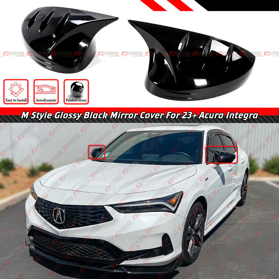 M Style Gloss Black Mirror Cover Caps Add-On fit for 2023-2025 Acura Integra DE4 - Image 2
