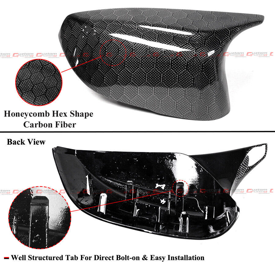 Honeycomb Carbon Fiber Mirror Cover Caps fit for Infiniti Q50 Q60 2014-2024 - Image 2