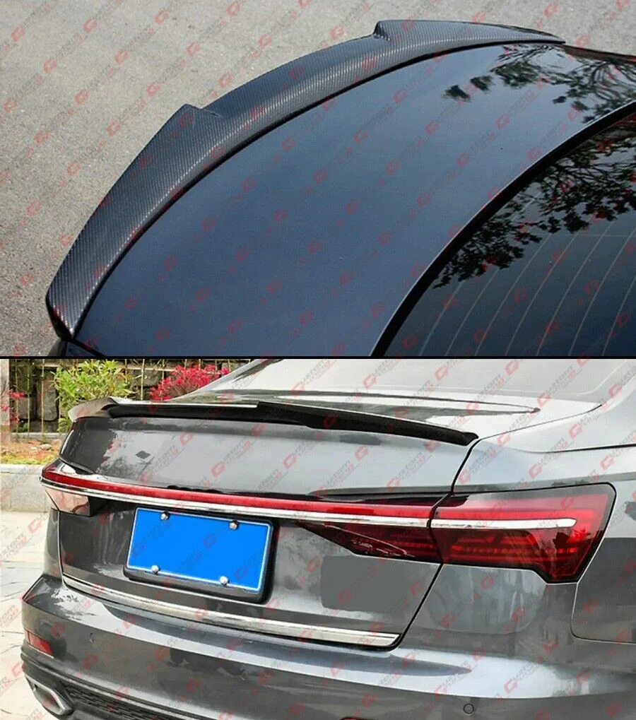 M Style Real Carbon Fiber Rear Trunk Spoiler Wing fit for Audi A6 S6 C8 Sedan 2019-2025 - Image 5