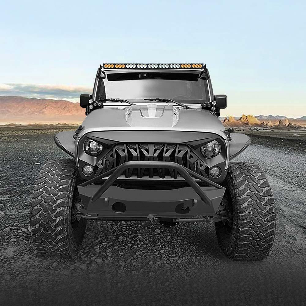 Matte Black Front Shark Grille Grill for Jeep Wrangler JK JKU 2007-2018 - Image 3