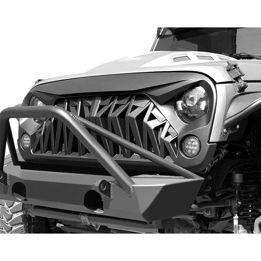 Matte Black Front Shark Grille Grill for Jeep Wrangler JK JKU 2007-2018 - Image 4
