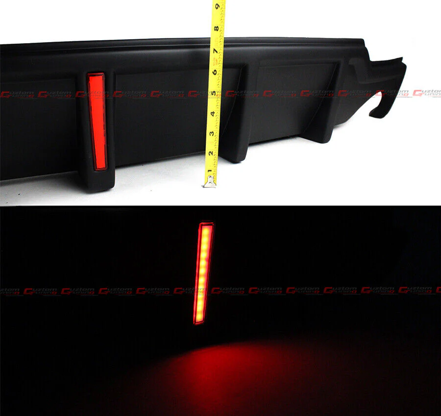 Matte Black For 2006-2013 Lexus IS250 IS350 Rear Bumper Diffuser w/ LED Brake Light - Image 2