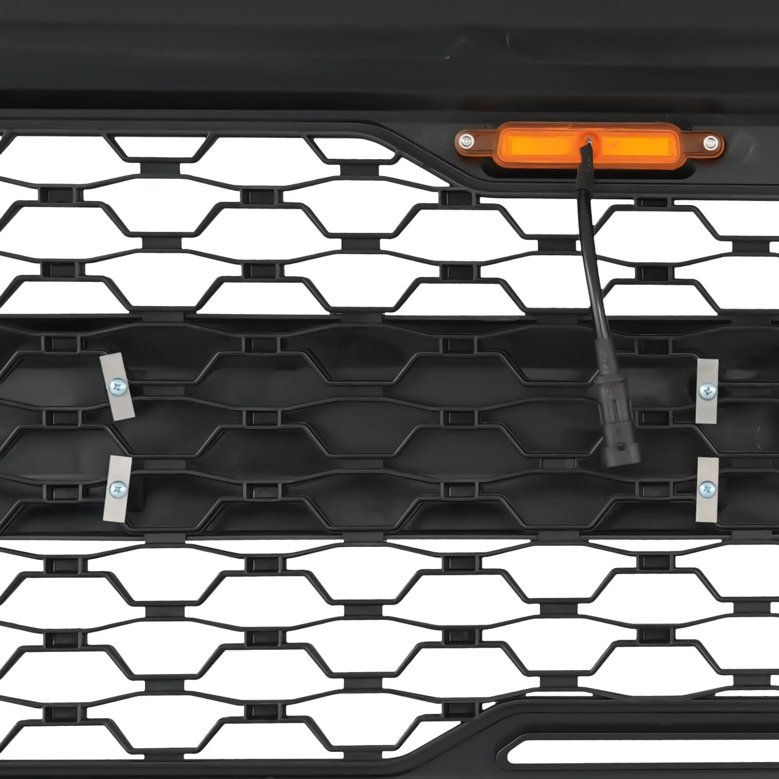 Matte Black Front Bumper Grille w/ Signal DRL Light For 2014-2015 Chevy Silerado 1500 - Image 4