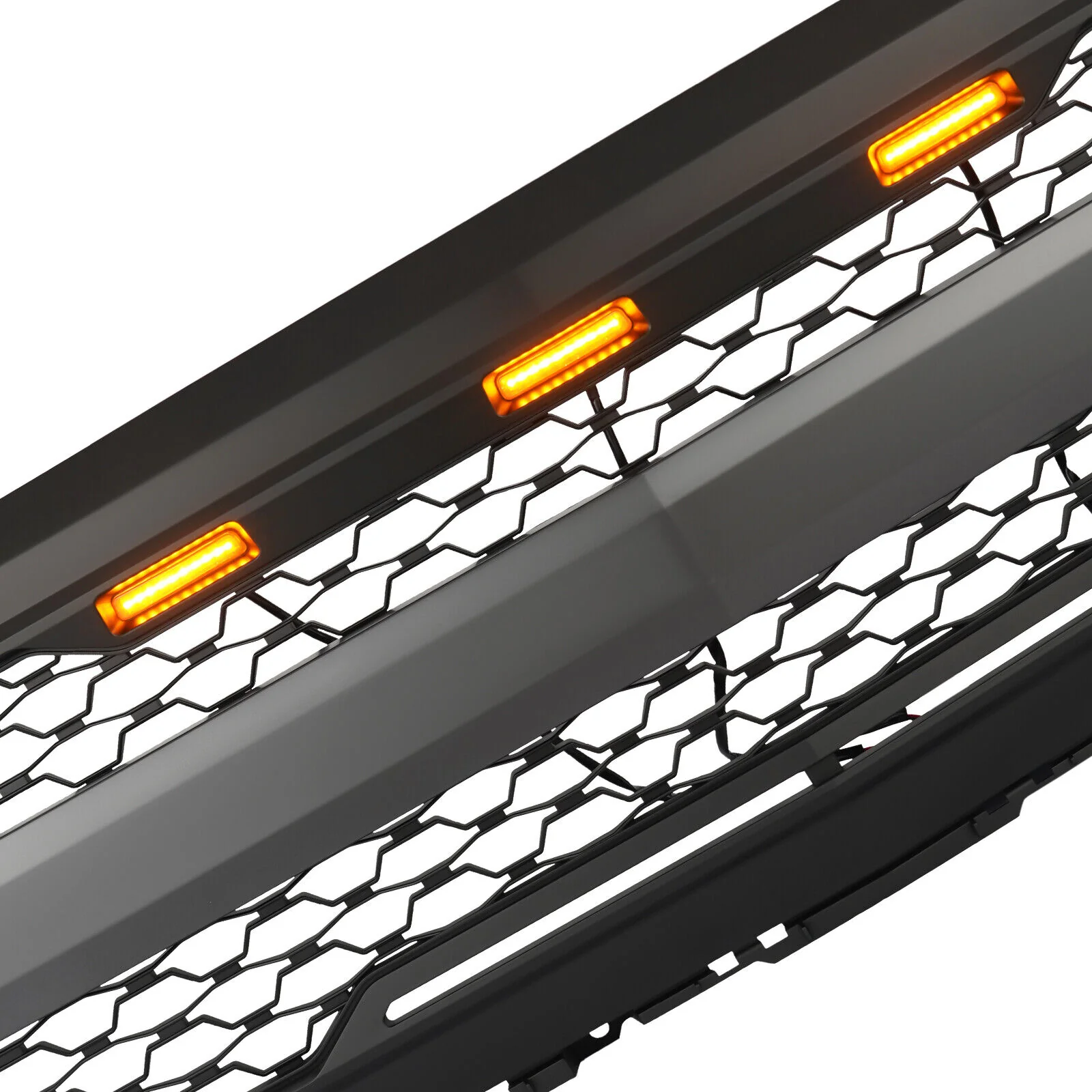 Matte Black Front Bumper Grille w/ Signal DRL Light For 2014-2015 Chevy Silerado 1500 - Image 6