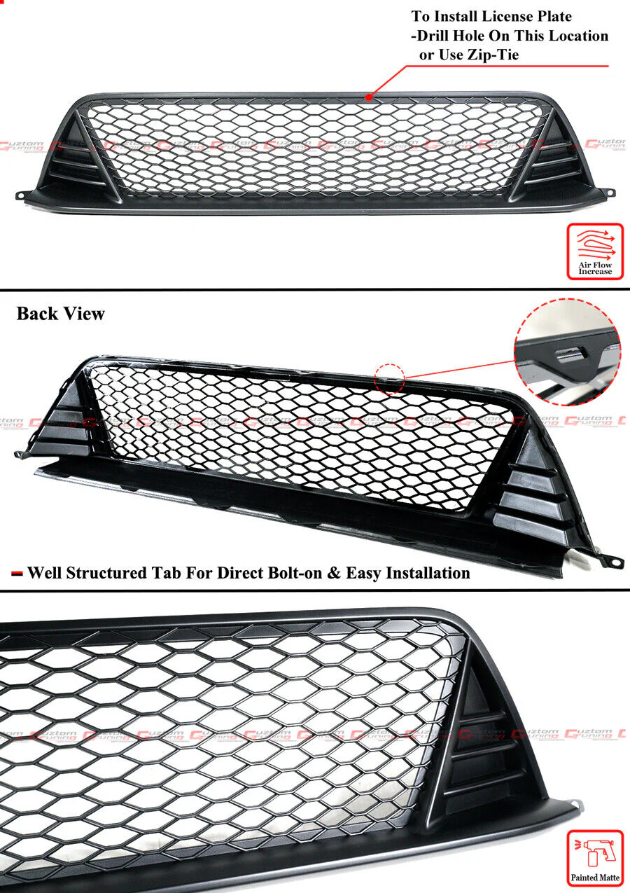 Matte Black Front Bumper Lower Grille Radiator For 2022-2024 Honda Civic Sedan & Hatchback - Image 2