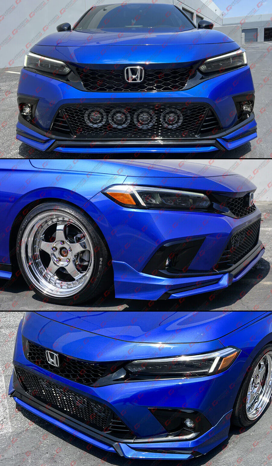 Matte Black Front Bumper Lower Grille Radiator For 2022-2024 Honda Civic Sedan & Hatchback - Image 4