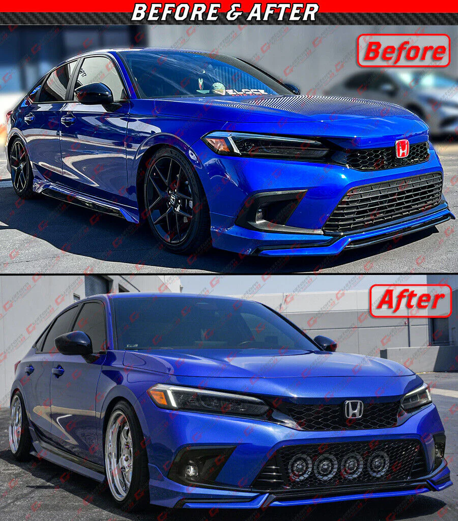Matte Black Front Bumper Lower Grille Radiator For 2022-2024 Honda Civic Sedan & Hatchback - Image 5