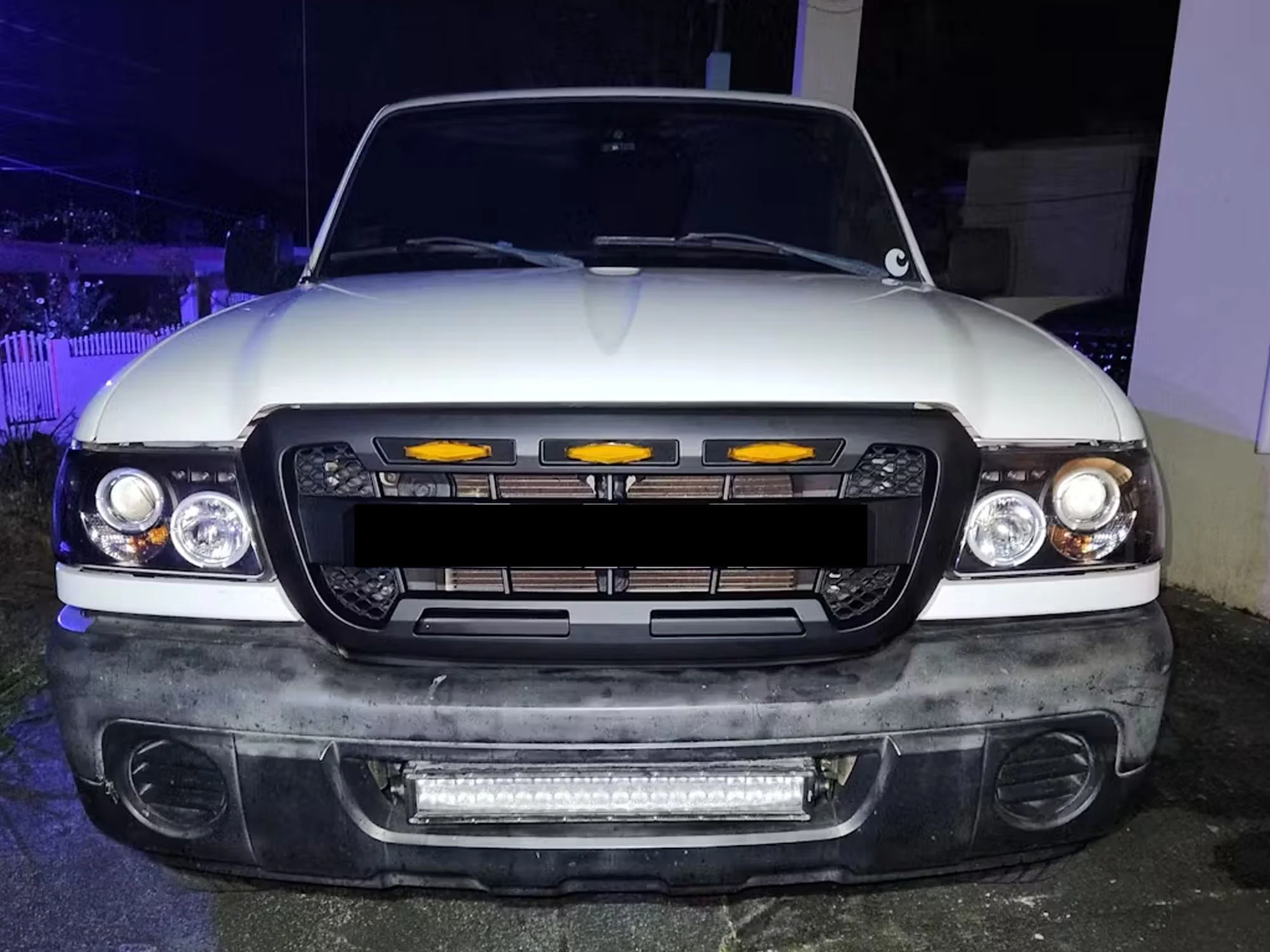 Matte Black Front Grille Honeycomb Bumper Grill W/Light for Ford Ranger 2001-2003 (Not fit Edge) - Image 3