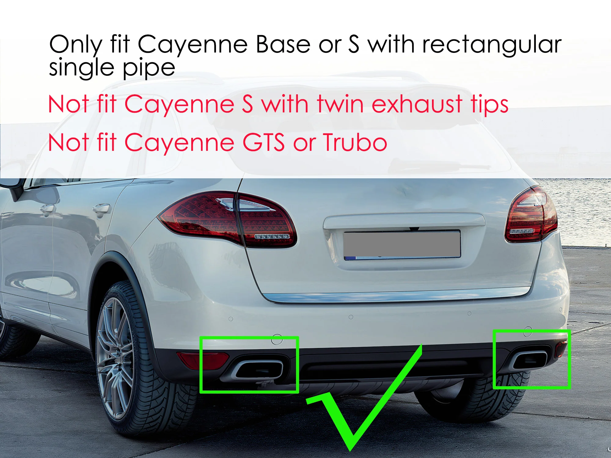 Chrome Exhaust Tips Muffler for Porsche Cayenne 2011-2014 Long Pipes - Image 5