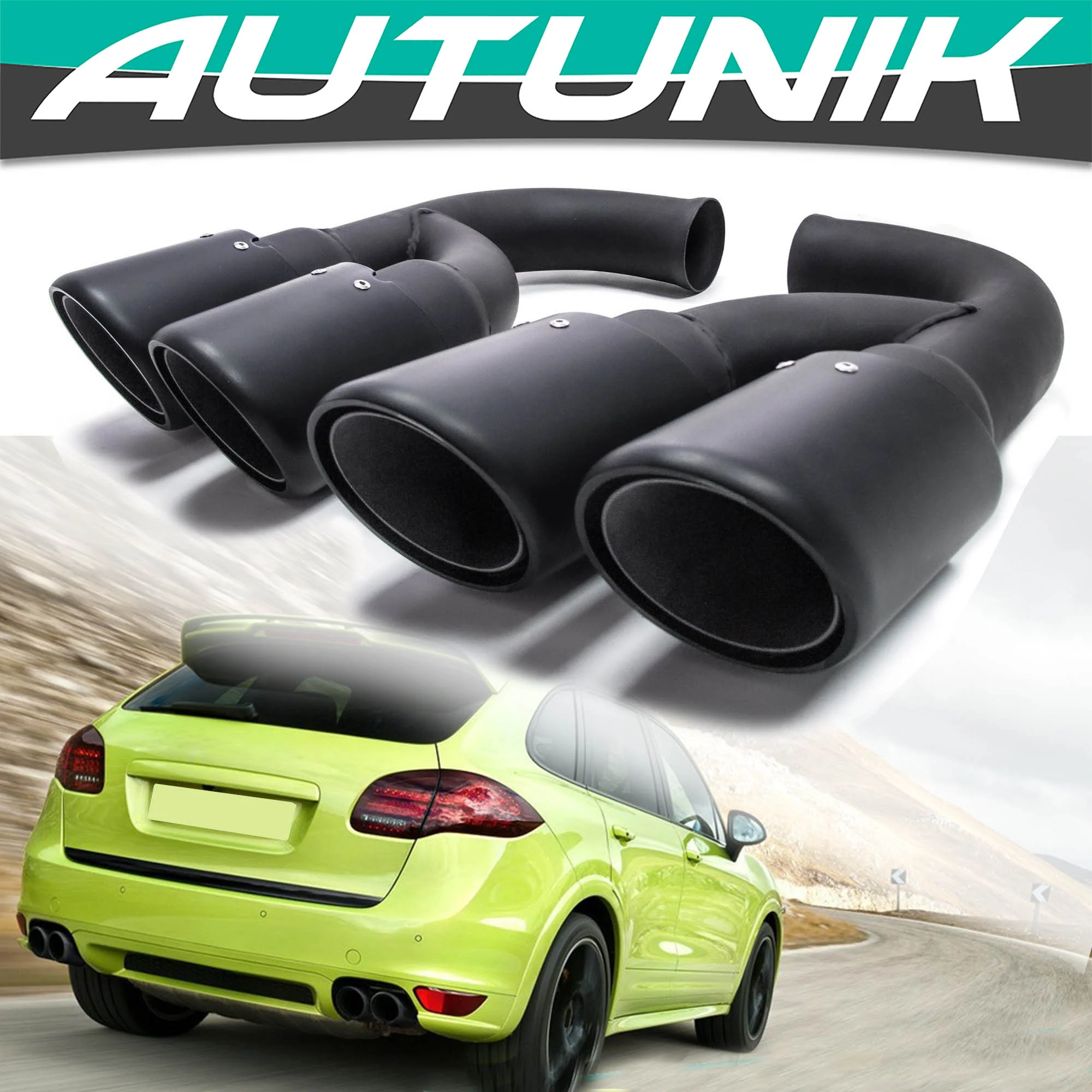Matte Black Exhaust Tips Muffler for Porsche Cayenne 2011-2014 Long Pipes