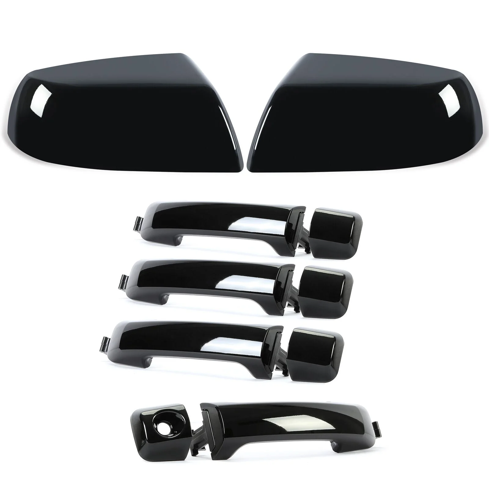 Glossy Black Mirror Cover Caps & Door Handle For Toyota Tundra Sequoia 2011-2019 - Image 2