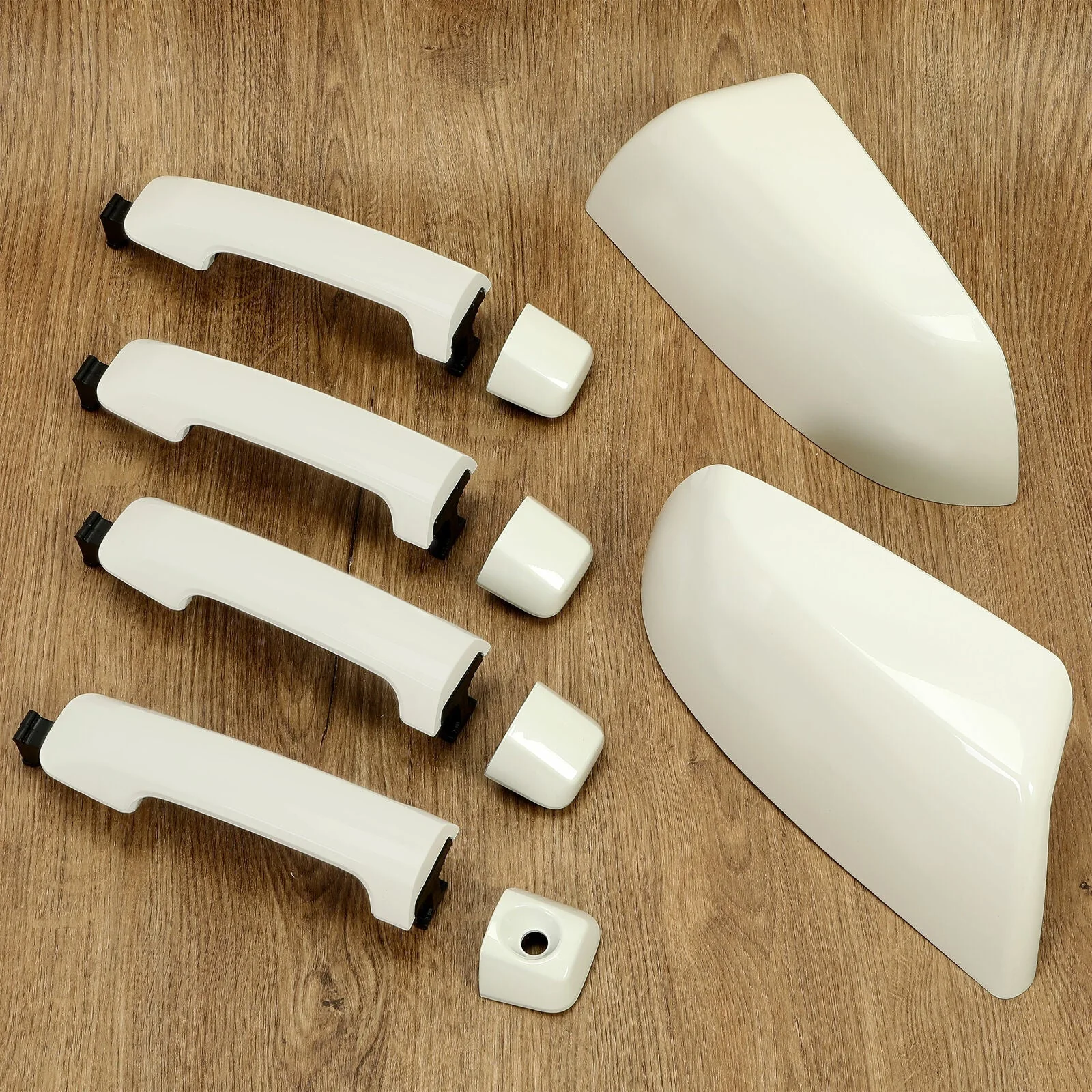 White Mirror Cover & Door Handle Set For Toyota Tundra Sequoia 2011-2019 - Image 5