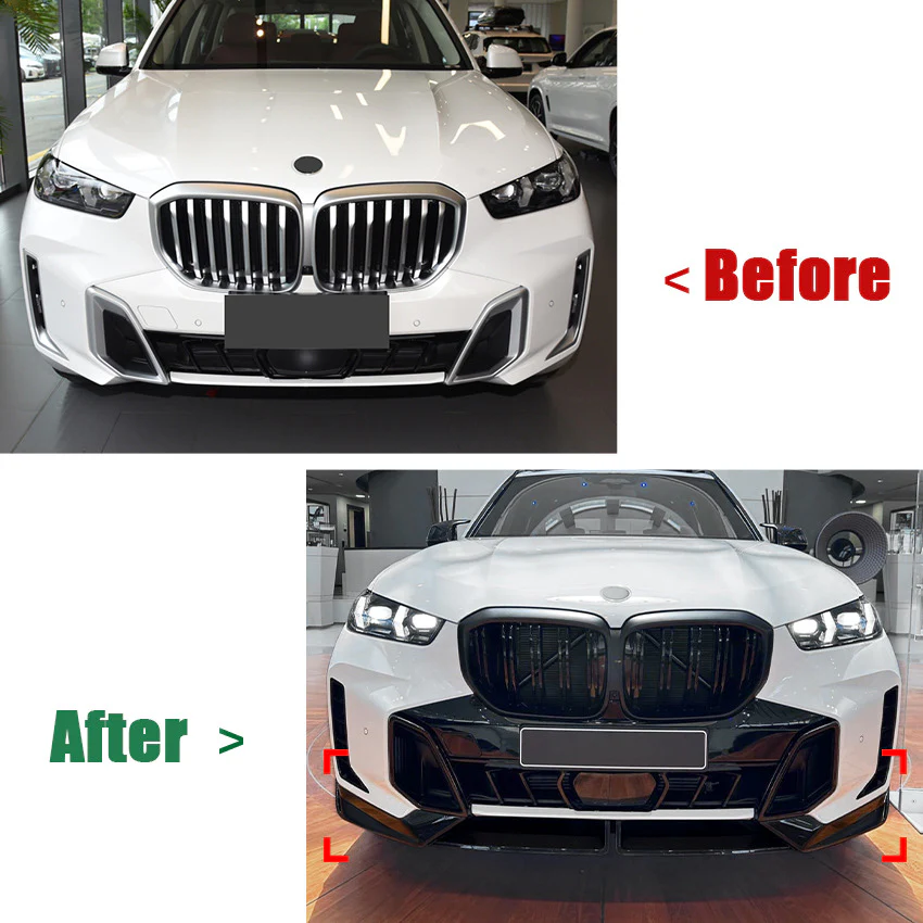 For 2023-2026 BMW X5 G05 M Sport LCI MP Style Gloss Black Front Bumper Lip Spoiler - Image 4