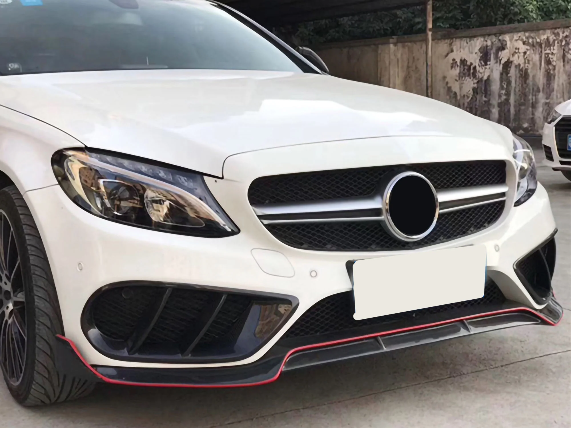 Gloss Black Fog Light Air Duct Vent Covers For 2015-2018 Mercedes Benz W205 C300 C43 AMG - Image 2
