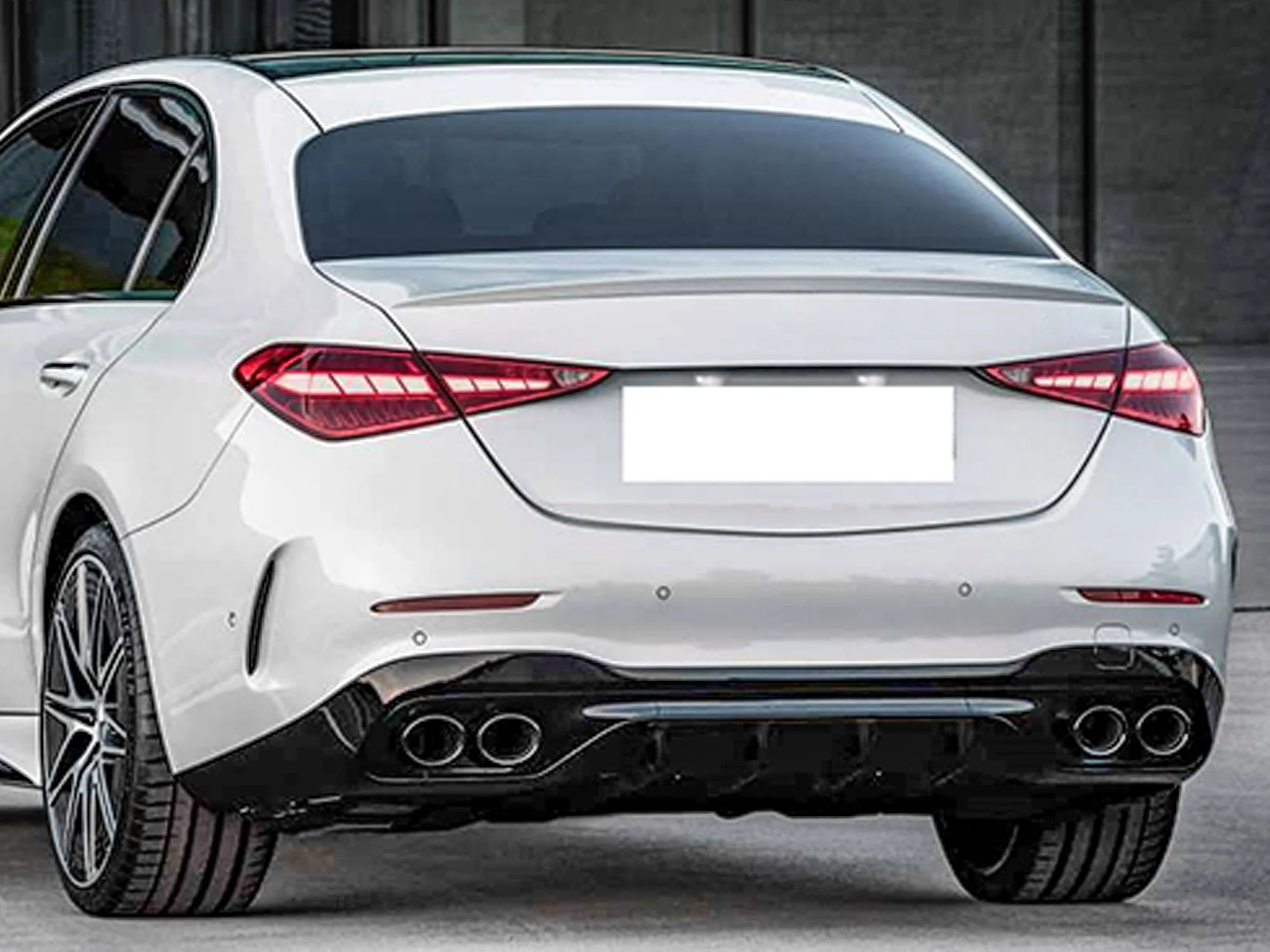 Gloss Black C43 Style Dual Round Exhaust Tips for Mercedes C43 AMG & C300 Sedan W206 2022-2025 - Image 2