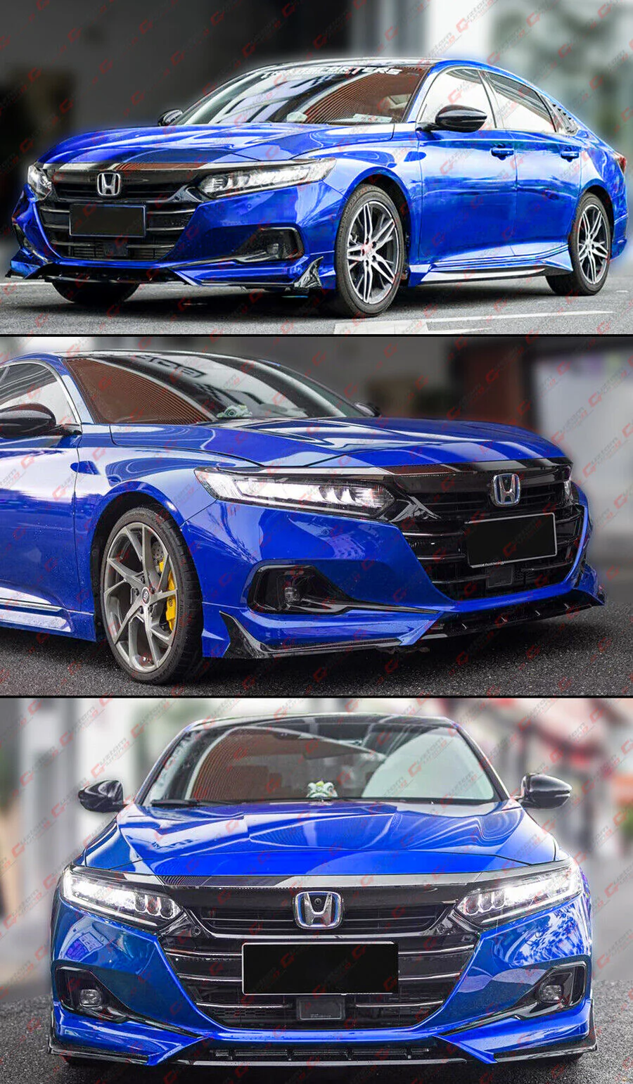 Night Pearl Blue Front Bumper Lip Splitter Kit For 2021-2022 Honda Accord - Image 5