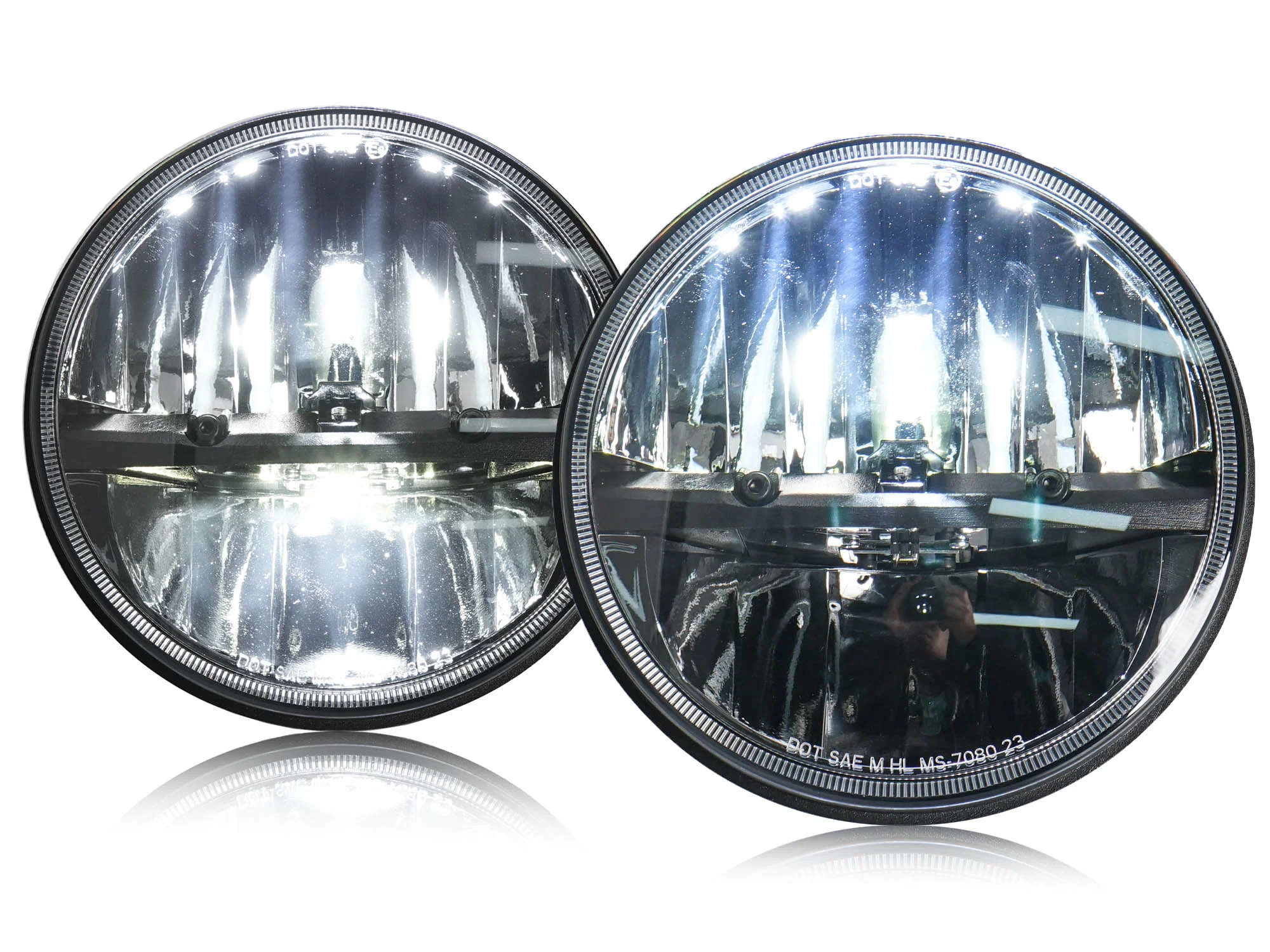 Pair 7" Round LED Headlights for Jeep CJ Wrangler TJ, JK, JKU & Mazda Miata 90-97 Porsche 944 - Image 5