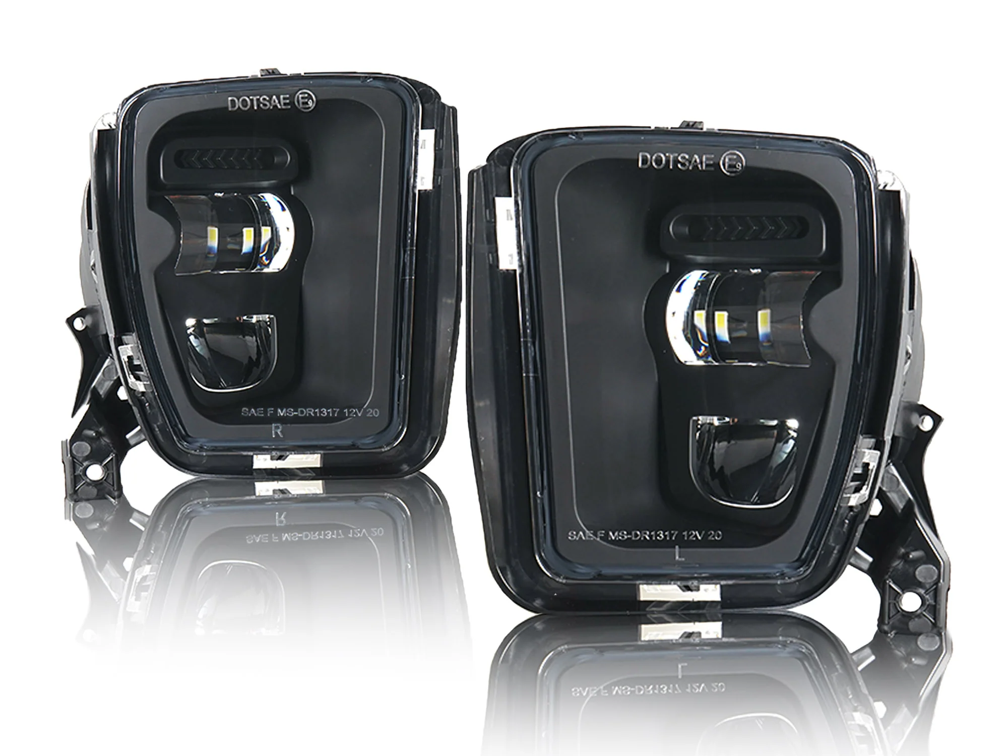 Black Bumper LED Fog Lights For Dodge Ram 1500 2013 2014 2015 2016 2017