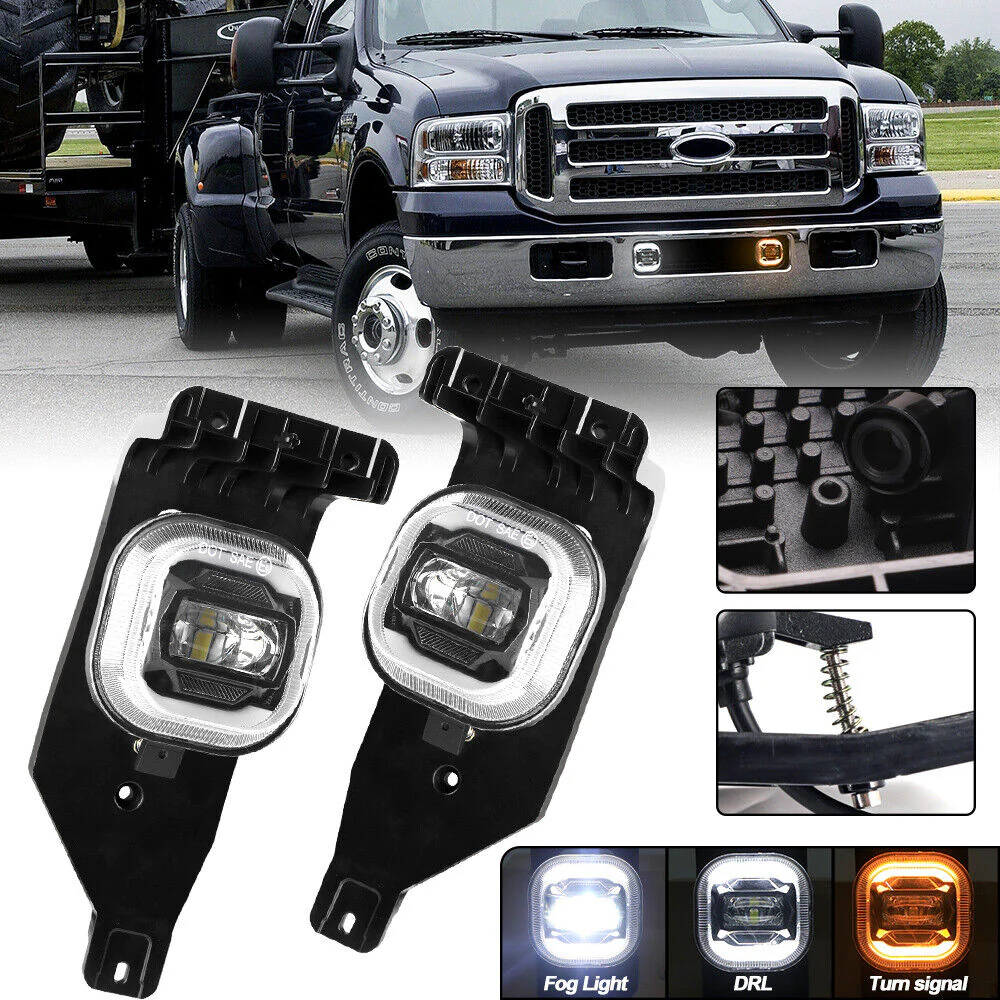 Pair Bumper LED Fog Lights for Ford F-350 2005 2006 2007 Super Duty Accessories - Image 2