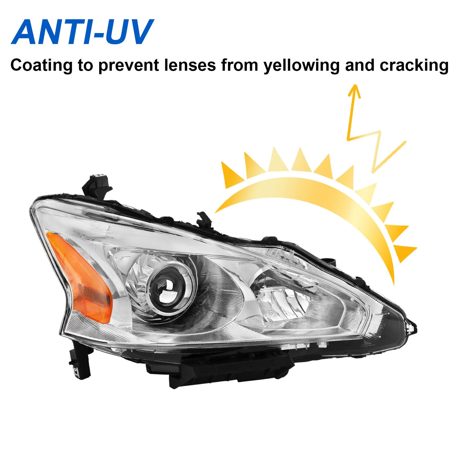 Pair Chrome Headlights Assembly For 2013-2015 Nissan Altima Sedan - Image 6