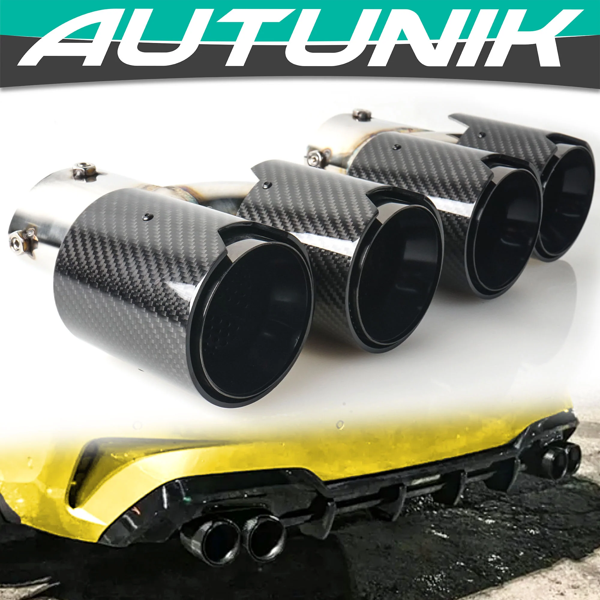 Black Carbon Fiber Stainless Exhaust Tips For 2019-2025 BMW G20 M340i G42 M440i G23 G26 M220i