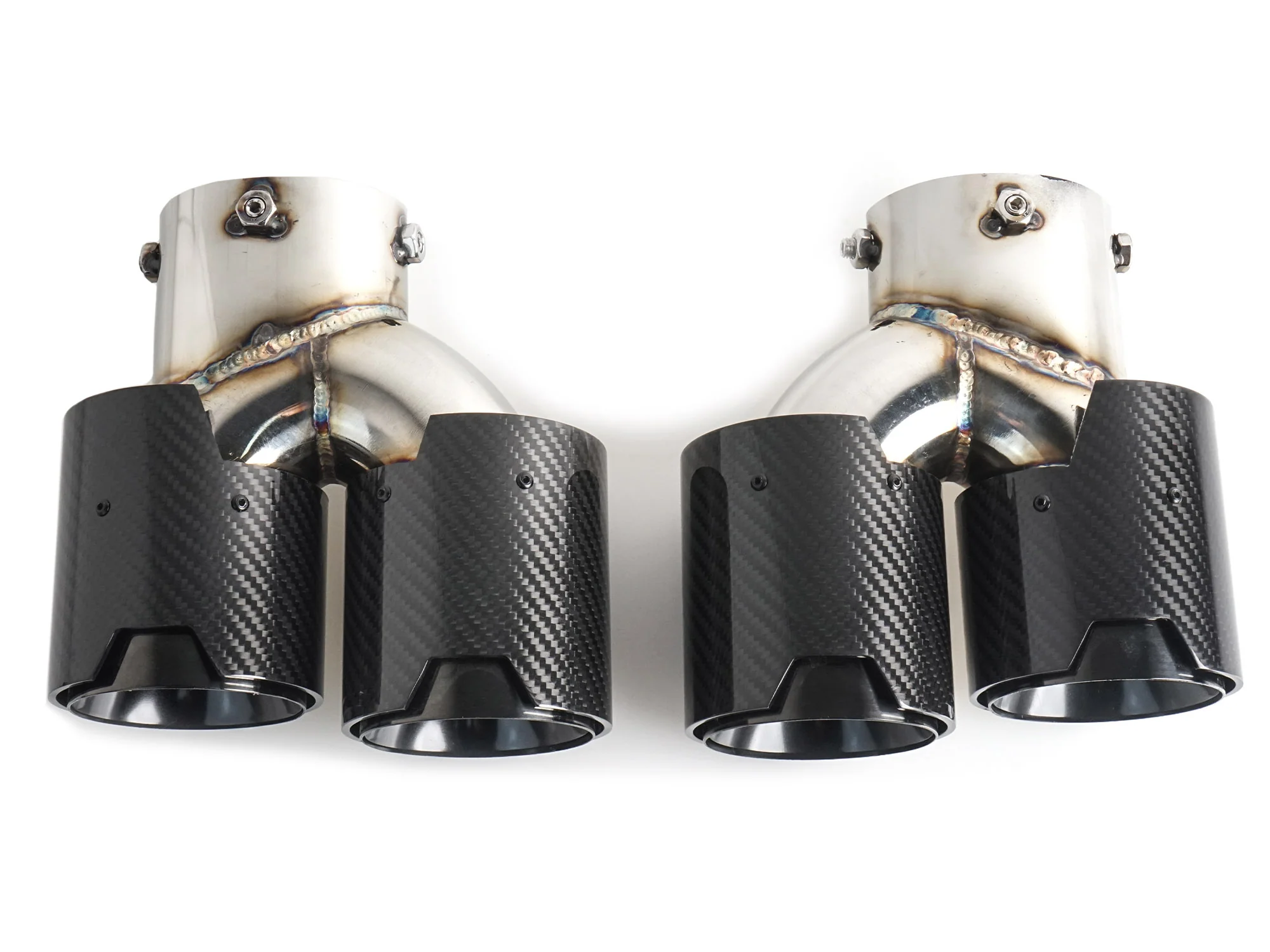 Black Carbon Fiber Stainless Exhaust Tips For 2019-2025 BMW G20 M340i G42 M440i G23 G26 M220i - Image 4
