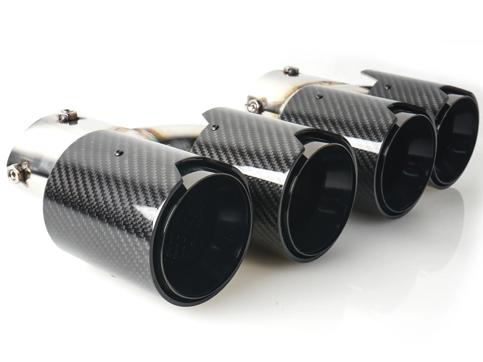 Black Carbon Fiber Stainless Exhaust Tips For 2019-2025 BMW G20 M340i G42 M440i G23 G26 M220i - Image 5