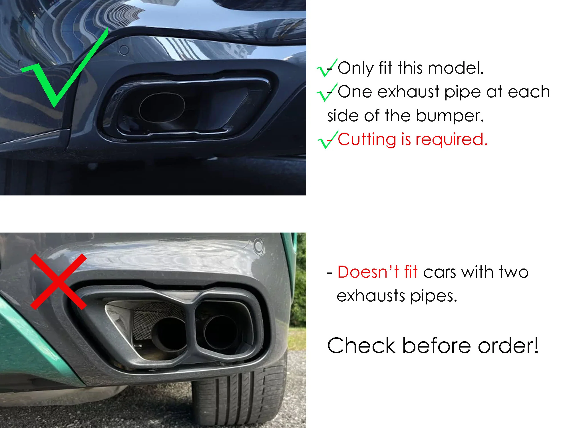 Gloss Black Rear Exhaust Tips Muffler Tailpipe For BMW X5 G05 X6 G06 X7 G07 40i M-Sport 2019-2026 - Image 5