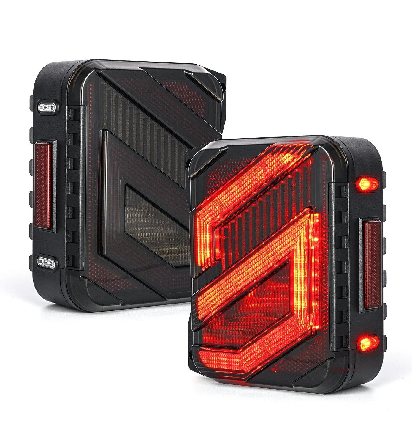 2x For Jeep Wrangler JK JKU 07-18 LED Smoke Tail Lights Rear Brake Reverse Lamps