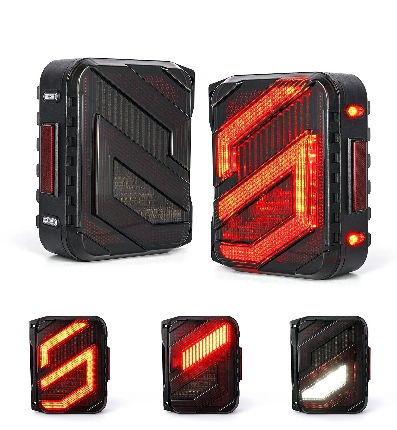 2x For Jeep Wrangler JK JKU 07-18 LED Smoke Tail Lights Rear Brake Reverse Lamps - Image 2